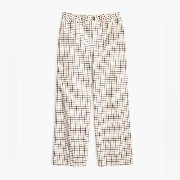 Madewell Emmett Wide-Leg High Waist Crop Pants inRainbow Windowpane Size 25